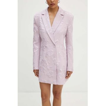 Rotate rochie Jacquard Blazer culoarea roz, mini, drept, 1127681433