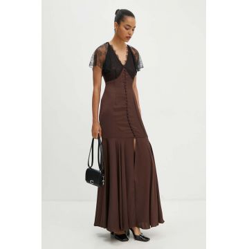 Rotate rochie Lace Maxi V-Neck Dress culoarea maro, maxi, mulata, 1127042910