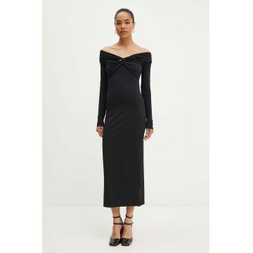 Rotate rochie Off Shoulder Dress culoarea negru, midi, drept, 113026100