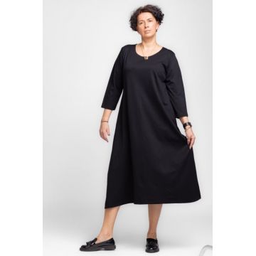 Rochie lunga A-line din jerseu punto milano, neagra