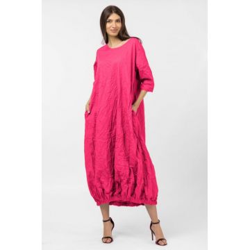 Rochie lunga gogosar din vascoza sifonata, fucsia