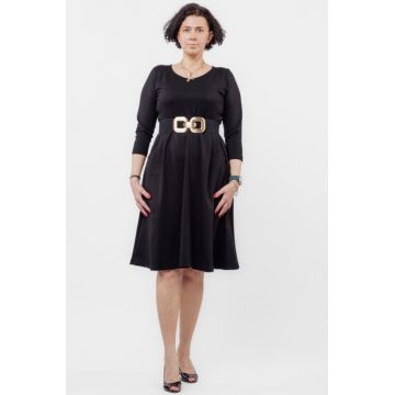 Rochie taiata in talie din jerseu de vascoza, neagra