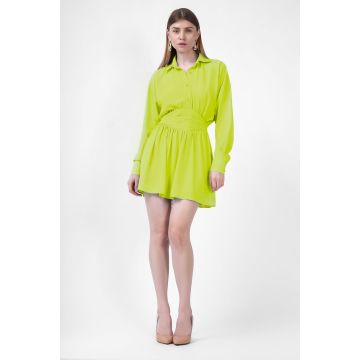 Lime Mini Dress With Button And Corset