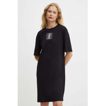 Armani Exchange rochie din bumbac culoarea negru, mini, oversize, 6DYA79 YJ3RZ