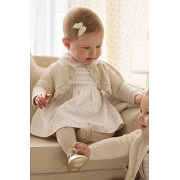 Mayoral Newborn rochie bebe culoarea bej, mini, evazati, 2804