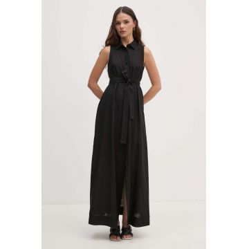 Sandro Ferrone rochie din in culoarea negru, maxi, evazati, SFS7XBDMISA