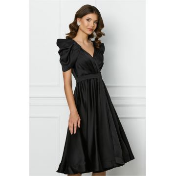 Rochie neagra clos din satin