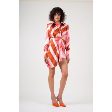 Rochie asimetrica cu print retro