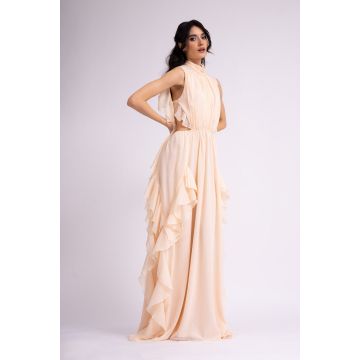 Rochie maxi din voal nude