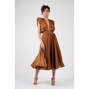 Rochie midi cu bust drapat bronze