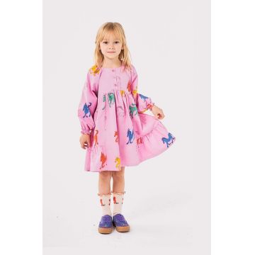 Bobo Choses rochie din bumbac pentru copii Wonder Horse culoarea roz, mini, evazati, 224AC110