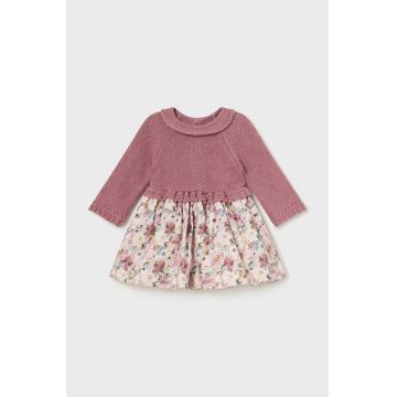 Mayoral Newborn rochie din bumbac pentru bebeluși culoarea roz, mini, evazati, 2886