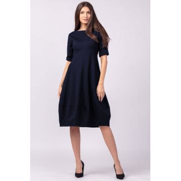 Rochie lalea cambrata din jerseu punto milano, bleumarin