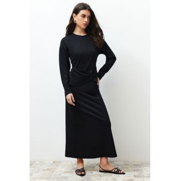 Rochie maxi evazata cu maneci lungi