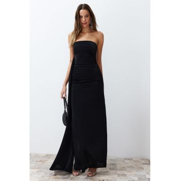 Rochie maxi stralucitoare cu slit pe spate