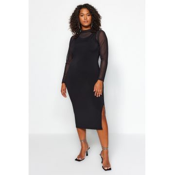 Rochie midi cu slit lateral