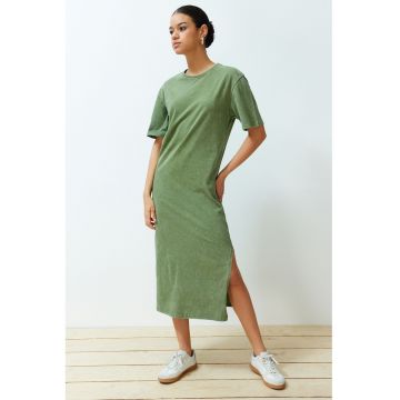 Rochie-tricou cu croiala dreapta si slit lateral