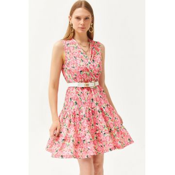 Rochie mini evazata cu model floral