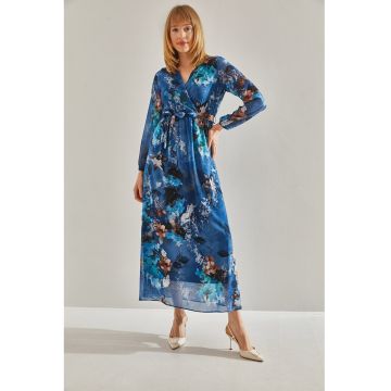 Rochie maxi evazata cu imprimeu floral