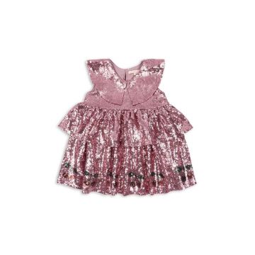 Konges Sløjd rochie fete STARLA SEQUIN DRESS culoarea roz, mini, evazati, KS101689