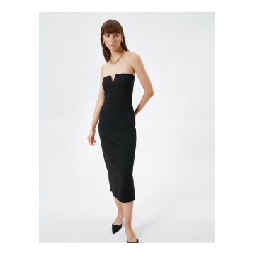 Rochie bodycon midi cu slit pe spate