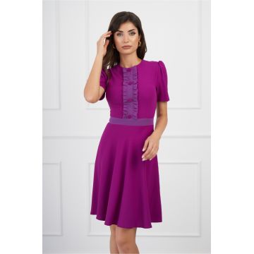 Rochie DY Fashion magenta cu volan si nasturi pe bust