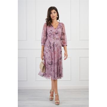 Rochie Leonard Collection roz cu imprimeuri florale