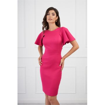 Rochie Moze fucsia cu maneci scurte evazate