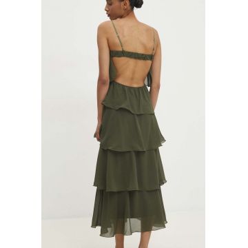 Answear Lab rochie culoarea verde, maxi, evazati