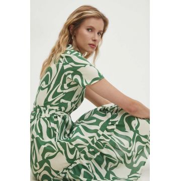 Answear Lab rochie din bumbac culoarea verde, mini, evazati