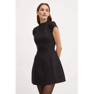 Bardot rochie DELPHI culoarea negru, mini, mulata, 59329DB