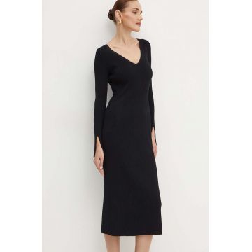 BOSS rochie culoarea negru, midi, mulata, 50518365