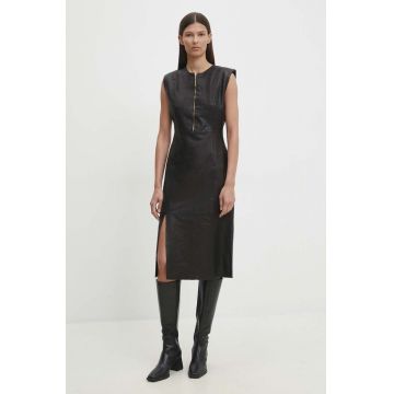 Bruuns Bazaar rochie de piele SoftBBAgathea leather dress culoarea negru, mini, mulata, BBW4183