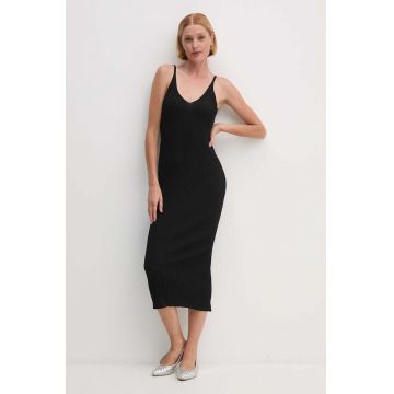 Dkny rochie culoarea negru, midi, mulata, D2E4A125