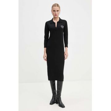 Iceberg rochie din lana culoarea negru, midi, drept, AH02 9000