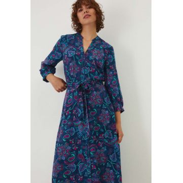 Medicine rochie culoarea bleumarin, midi, evazați