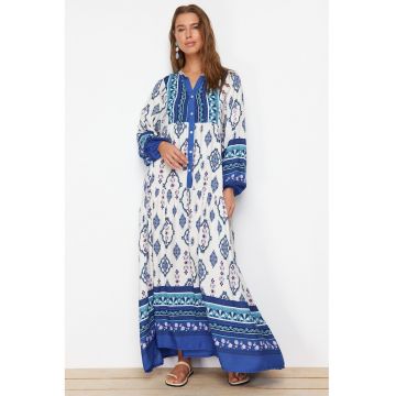 Rochie maxi lejera cu maneci lungi