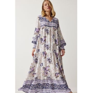 Rochie maxi lejera cu model floral