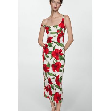 Rochie midi cu model floral Dulce