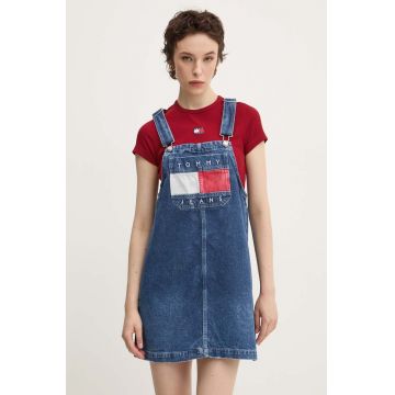 Tommy Jeans rochie jeans mini, evazati, DW0DW18956