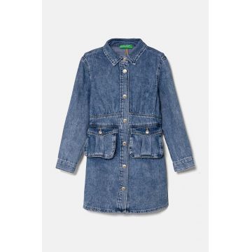 United Colors of Benetton rochie din denim pentru copii mini, evazati, 4AD6CV02P