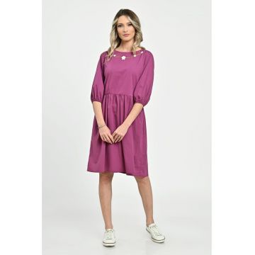 888144275-Rochie Medie Dama V265 - Fucsia pictata