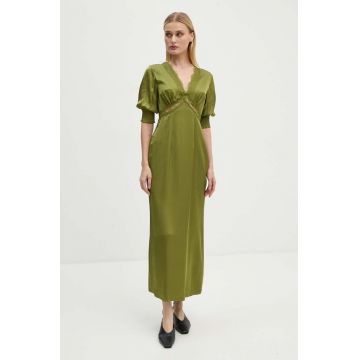 Never Fully Dressed rochie May Dress culoarea verde, maxi, evazati, NFDDR1694