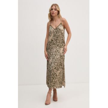 Pepe Jeans rochie PETALY culoarea verde, maxi, drept, PL953620