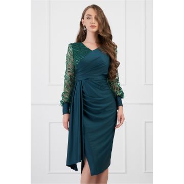 Rochie Daiana verde cu paiete la bust