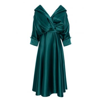 Rochie midi evazata de satin