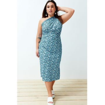 Rochie plus size cu decolteu pe un umar