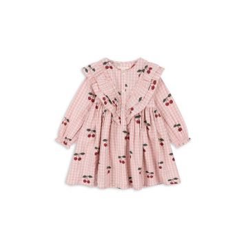 Konges Sløjd rochie din bumbac pentru copii KIM FRILL DRESS GOTS culoarea roz, mini, evazati, KS101547