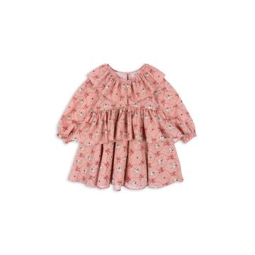 Konges Sløjd rochie din bumbac pentru copii LUNELLA DRESS GOTS culoarea roz, mini, evazati, KS101576