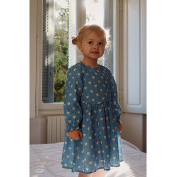 Konges Sløjd rochie din bumbac pentru copii VIDA DRESS GOTS mini, evazati, KS101726